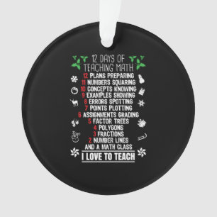 Ornamento 12 dias de presentes de Natal para professores de