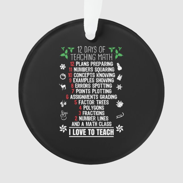 Ornamento 12 dias de presentes de Natal para professores de  (Frente)