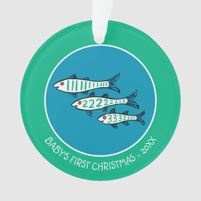 Ornamento 1, 2, 3 Peixes com Peixe Pequeno e Coral (Frente)