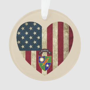 Ornamento 1rua Batalhão 75 Ranger Bandeira do Coração Ame