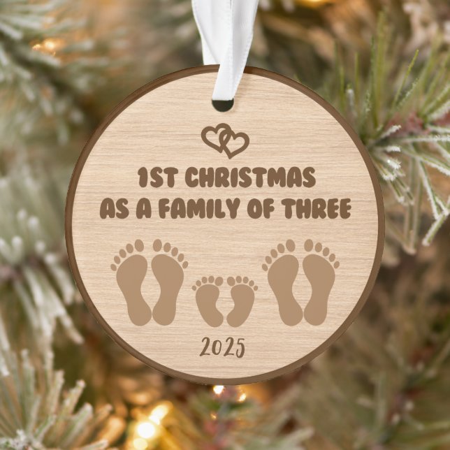 Ornamento 1rua de Natal como Família de três (Árvore)