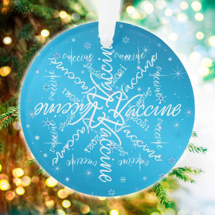 Ornamento 2021 Tipografia da vacina Covid Floco de neve