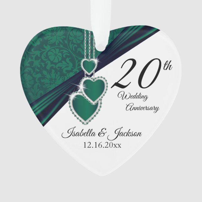 Ornamento 20 Emerald Wedding Anniversário KeepsaDesign (Frente)