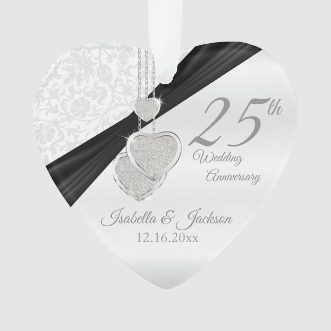 Ornamento 25 Silver Weding Anniversário KeepsasaDesign (Frente)