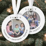 Ornamento 2 Fotografia Simples Ano Preto e Branco<br><div class="desc">Comemore as alegrias simples das festas com um Enfeites de natal personalizado de fotos em acrílico. As imagens e todos os textos neste modelo são simples de personalizar e podem ser diferentes ou iguais em frente e atrás. (DICA DE IMAGEM: Uma maneira fácil de posicionar uma foto exatamente como você...</div>