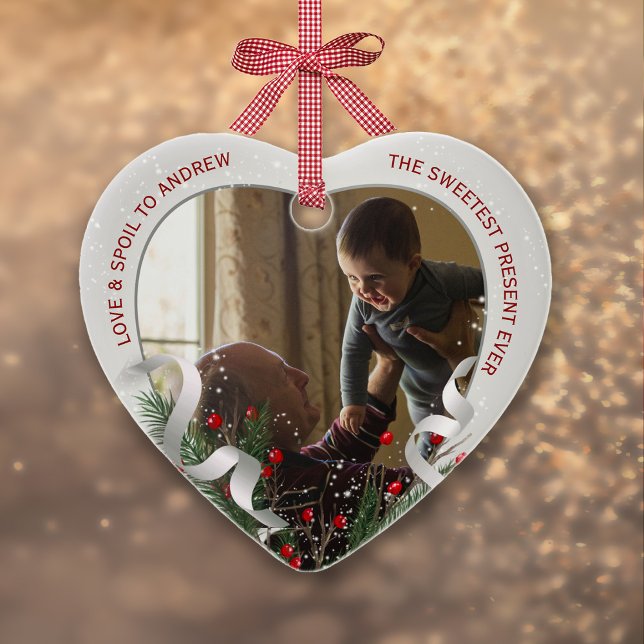 Ornamento 2 Fotografias Novo Avô Novo Foto do Prata do Bebê (Criador carregado)