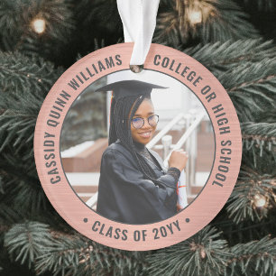 Ornamento 2 Graduação em Foto Rosa Rosa Dourada Trendy Gir