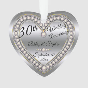 Ornamento 30 Weding Anniversário Pearl Jubliee Keepsael
