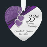 Ornamento 33º Ametist Roxo Casamento Aniversário Keepsasael<br><div class="desc">🥇 UM DESIGN DE ARTE DE DIREITOS AUTORAIS ORIGINAL, DE Donna Siegrist, DISPONÍVEL SOMENTE NO ZAZZLE! 6 / 33º / 47º Ametyst Purple Wedding Annianiversario Keepsasakornament pronto para você personalizar. Este design funciona bem para outros eventos ou ocasiões como aniversário, casamento, anos de serviço... ou você pode fazer com que...</div>