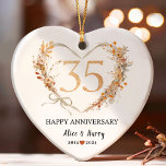 Ornamento 35º Aniversário de Casamento Cerâmica<br><div class="desc">35º Ornamento Cerâmico do Aniversário do Casamento</div>