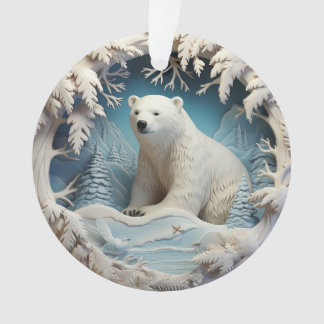 Ornamento 3d Urso polar de Natal azul