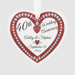 Ornamento 40º Aniversário do Casamento Ruby Diamantes Keepsa