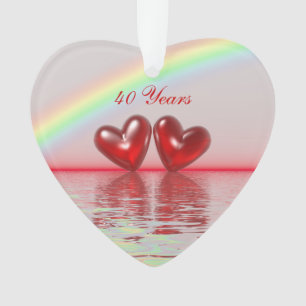 Ornamento 40 anos Ruby Hearts