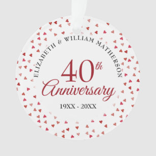 Ornamento 40 anos Ruby Hearts