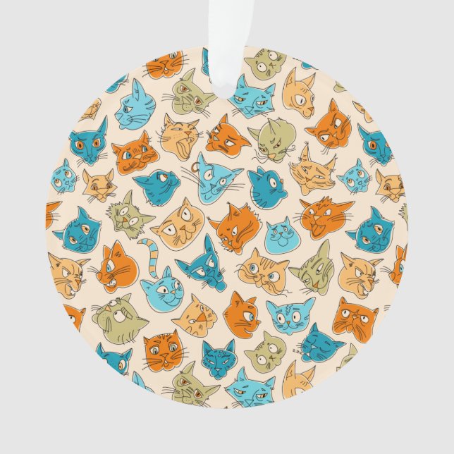 Ornamento 40 rostos de gatos e uma cauda (Frente)