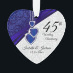 Ornamento 45º Aniversário do Casamento Sapphire Keepsasasasa<br><div class="desc">POR FAVOR, LEIA ANTES DA ENCOMENDA - ⭐ ⭐ ⭐ ⭐ revisão de 5 estrelas. 65º ou 45º Aniversário de Casamento de Sapphire Keepsasasasakr Ornament pronto para você personalizar. Pode também ser utilizado noutras ocasiões, como aniversário, amizade, brida, etc., simplesmente mudando a redação ✔ NOTA: APENAS MUDE AS ÁREAS DE...</div>