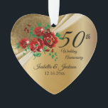 Ornamento 50º aniversário 💞 Casamento Floral Dourado<br><div class="desc">50º Aniversário de Casamento, Keepsasasasasaame Design. ⭐ Este produto é 100% personalizável. Gráficos e/ou texto podem ser adicionados, excluídos, movidos, redimensionados, mudados, rodados etc... 99% dos meus designs na minha loja são feitos em camadas. Isso facilita o redimensionamento e a movimentação de gráficos e textos para que cada produto seja...</div>