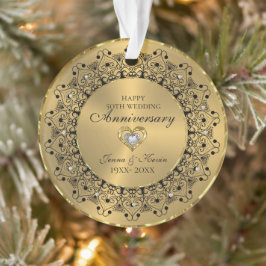 Ornamento 50º aniversário do casamento BlackMandala no Doura