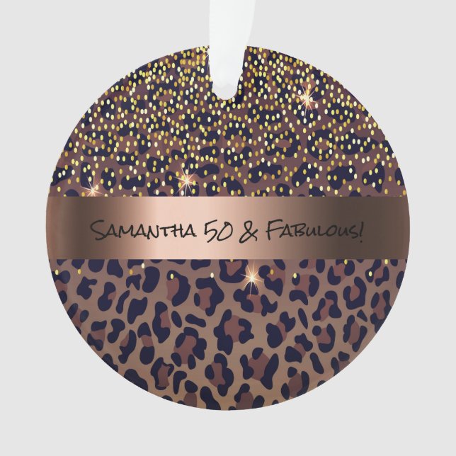 Ornamento 50 Fabuloso padrão-leopardo de aniversário (Frente)