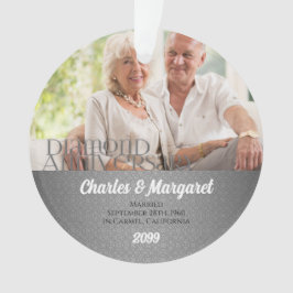 Ornamento 60º aniversário do Diamond Foto de Silver Damask