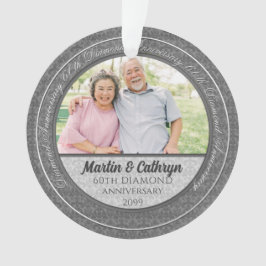 Ornamento 60º aniversário do Diamond Foto de Silver Damask