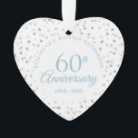 Ornamento 60º aniversário do "Hearts Confetti"<br><div class="desc">Projetado para coordenar com a nossa coleção do 60º aniversário do Hearts Confetti. Com corações delicados confete. Personalize com suas informações especiais de aniversário de 60 anos de diamante em letra chic. Projetado por Thisnotme©</div>