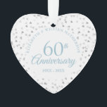 Ornamento 60º aniversário do "Hearts Confetti"<br><div class="desc">Projetado para coordenar com a nossa coleção do 60º aniversário do Hearts Confetti. Com corações delicados confete. Personalize com suas informações especiais de aniversário de 60 anos de diamante em letra chic. Projetado por Thisnotme©</div>