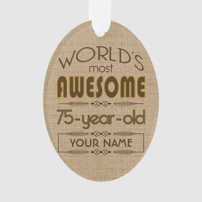 Ornamento 75th Mundo da celebração do aniversário melhor (Frente)