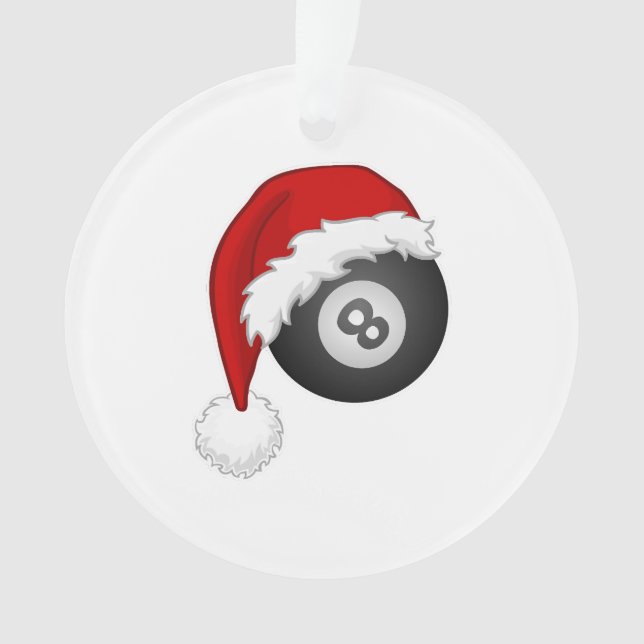 Ornamento 8 Ball Santa hat Engraçado bilhar de natal (Frente)