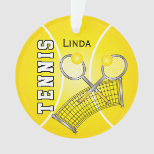 Ornamento A bola de tênis amarela e pesca o nome de   DIY