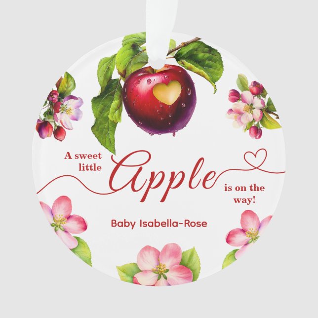 Ornamento A Little Apple Is On The Way | Fall Baby Shower  (Frente)