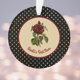 Ornamento A melhor Rosa da Mãe Burgundy no Harlequin Negro