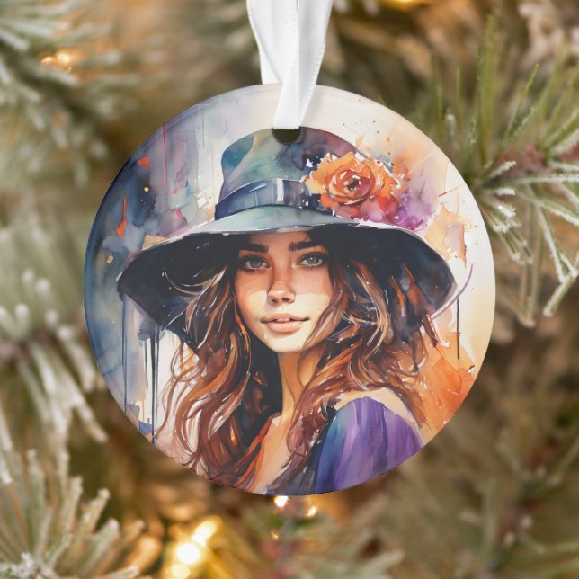 Ornamento A Mulher no Chapéu: Retrato da Graça Vibrante (Árvore)