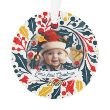 A primeira coroa de tricolor de Natal do bebê