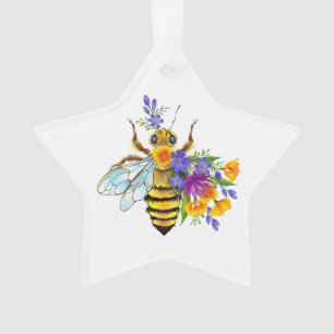 Ornamento Abeja flor com plantas silvestres