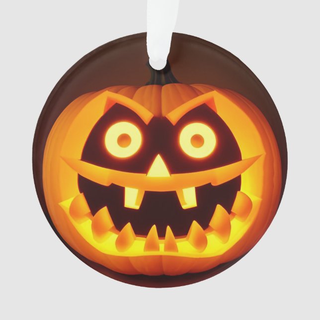 Ornamento Abóbora Clássica Esculpida Assustadora 👻 Hallowee (Frente)