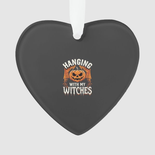 Ornamento Abobora de Halloween Pendurada Com Minhas Bruxas (Frente)