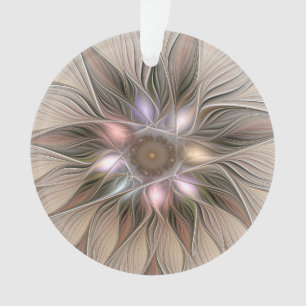 Ornamento Abstrato Beige Brown Floral Fractal de Flor Joyful