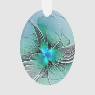 Ornamento Abstrato com Arte Fractal Azul, Moderna