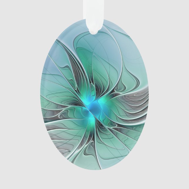 Ornamento Abstrato com Arte Fractal Azul, Moderna (Frente)
