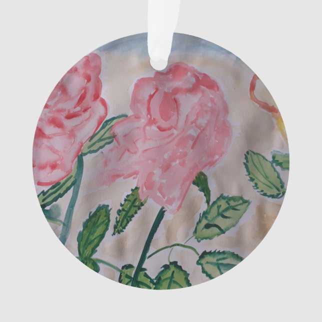 Ornamento Abstrato de Verão Rosas de acrílico (Frente)