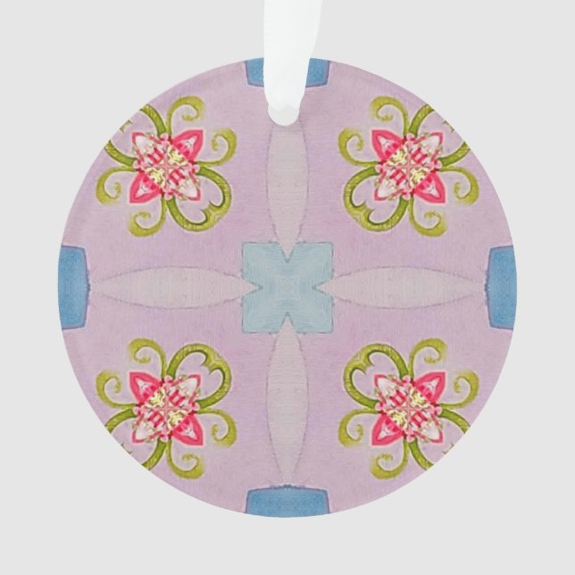 Ornamento Abstrato Floral Cross Acrylic Ornament (Frente)