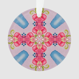 Ornamento Abstrato Floral Cross Acrylic Ornament