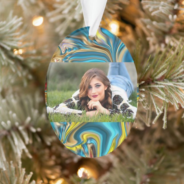 Ornamento abstrato marble espirra azul-azul-turquesa-lacrime (Árvore)