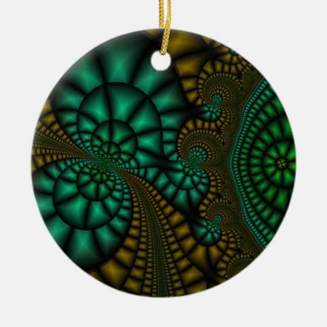 ornamento abstrato preto, verde e ouro (Frente)