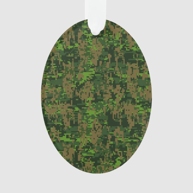 Ornamento Acento de Camuflagem Verde Digital Estilo Woodland (Frente)
