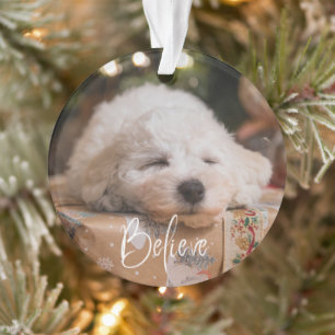 Ornamento Acredite no Feriado de Natal Personalizado