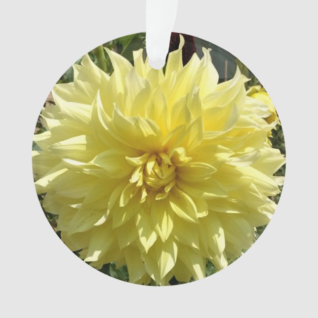 Ornamento acrílico com dália amarela (Frente)