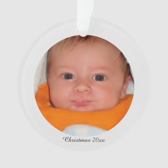 Ornamento acrílico da foto do Natal (Frente)