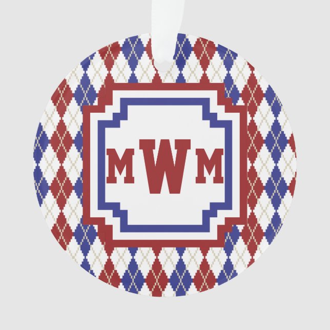 Ornamento acrílico de Argyle americana (Frente)